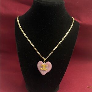 Upcycled and Stamped Purple Heart Necklace w/ Gold Plated 20 inch chain.